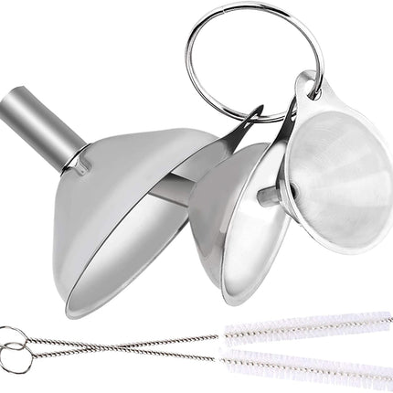 4 Pcs Metal Stainless Steel Funnel, Large Small Funnel Set of 3, Food Grade Mini Funnels for Kitchen Use Filling Bottles Liquor Flask Tiny Spice Cooking Powder Water Silver.