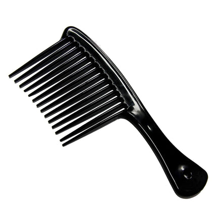 Large Wide Tooth Comb Handle Detangling Reduce Hair Loss Brush Tool (Black) Black.