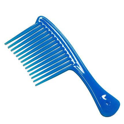 Large Wide Tooth Comb Handle Detangling Reduce Hair Loss Brush Tool (Black) Blue.