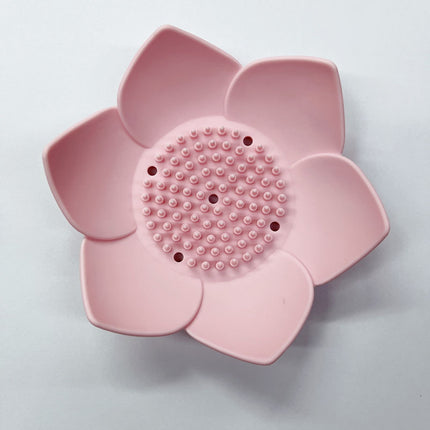 Silicone Soap Dishes with Draining - Lotus Shaped Bathroom Bar Soap Holder for Shower - Soap Tray for Kitchen Sink - Floral Shape Soap Saver for Counter Bathtub(1/4 Pack) Pink.