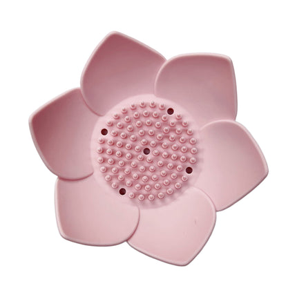 Silicone Soap Dishes with Draining - Lotus Shaped Bathroom Bar Soap Holder for Shower - Soap Tray for Kitchen Sink - Floral Shape Soap Saver for Counter Bathtub(1/4 Pack) Pink.