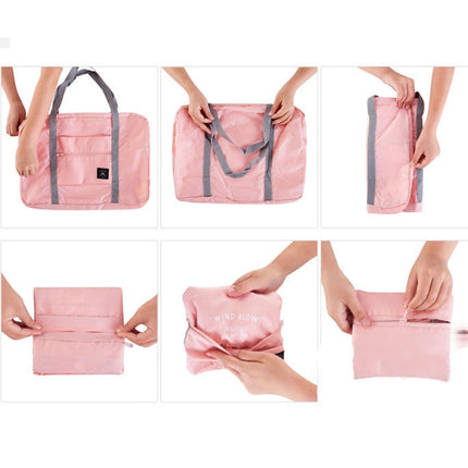 Foldable Travel Duffel Bag Tote Carry On Luggage Sport Duffle Week-ender Overnight For Women And Girls A-Pink.