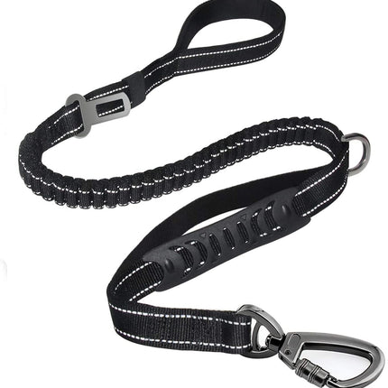 Keyohome Heavy Duty Dog Leash Especially Large Dogs Up to 150lbs, 4-6 Ft Reflective Dog Walking Training Shock Absorbing Bungee L Black.