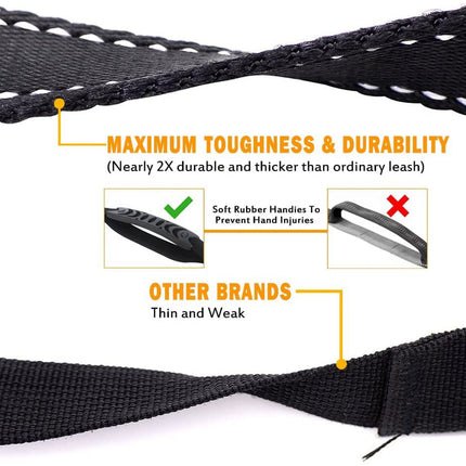 Keyohome Heavy Duty Dog Leash Especially Large Dogs Up to 150lbs, 4-6 Ft Reflective Dog Walking Training Shock Absorbing Bungee L Black.