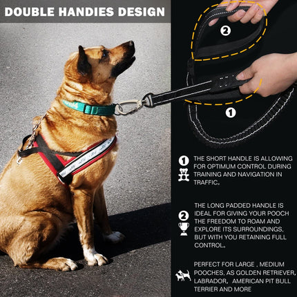 Keyohome Heavy Duty Dog Leash Especially Large Dogs Up to 150lbs, 4-6 Ft Reflective Dog Walking Training Shock Absorbing Bungee L Black.
