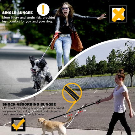 Keyohome Heavy Duty Dog Leash Especially Large Dogs Up to 150lbs, 4-6 Ft Reflective Dog Walking Training Shock Absorbing Bungee L Black.