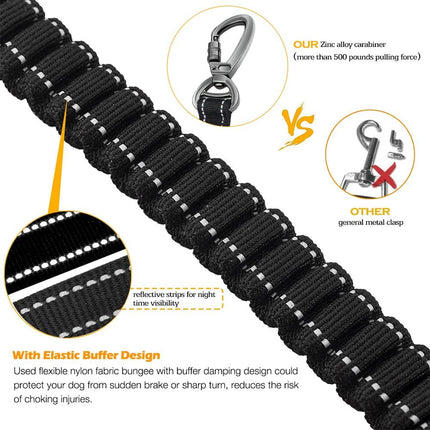Keyohome Heavy Duty Dog Leash Especially Large Dogs Up to 150lbs, 4-6 Ft Reflective Dog Walking Training Shock Absorbing Bungee L Black.