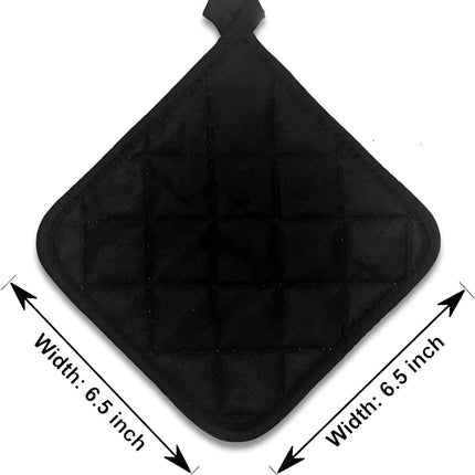 5Pcs Kitchen Pot Holders Set Heat Resistant Pure Cotton Potholders Kit Trivets Large Coasters Hot Pads Pot Holders for Everyday Cooking and Baking by 6.5 x 6.5 Inch Black.