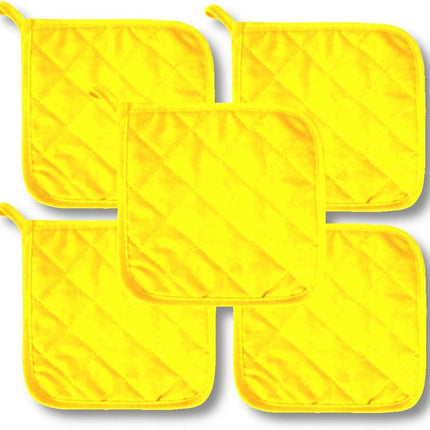 5Pcs Kitchen Pot Holders Set Heat Resistant Pure Cotton Potholders Kit Trivets Large Coasters Hot Pads Pot Holders for Everyday Cooking and Baking by 6.5 x 6.5 Inch Yellow.