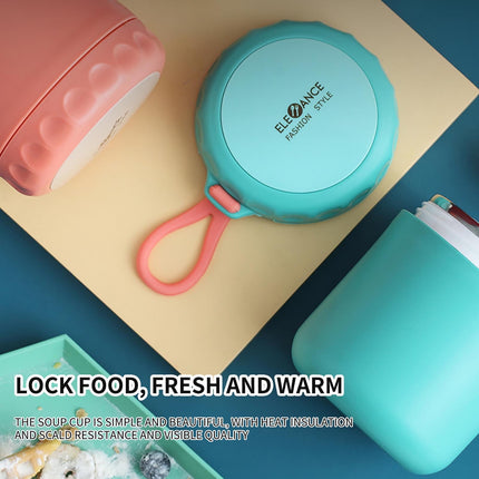 Aufmer Food Warm Thermal Leakproof Vacuum Stainless Reusable Lunch Box Pink◈18 OZ.