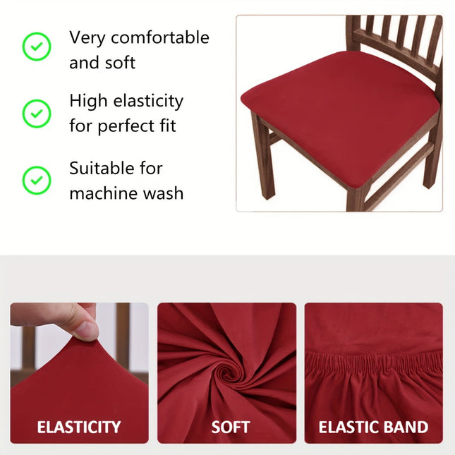 4pcs/6pcs Solid Color Brushed High Elastic Chair Cover, Simple Soft And Comfortable Chair Seat Cover, Dust-proof And Dirt-resistant Chair Slipcover, Suitable For Dining Chair Office Home Decor 4pcs Red-brown.
