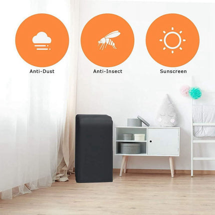 Portable Air Conditioner Cover Waterproof Matte Zipper Bag Black.