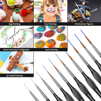 JWDX Pen ! 10Pcs Small Fine Tip Paintbrushes Micro Detail Paint Brush Set Triangular Grip Handles Art Brushes Perfect for Acrylic Watercolor Oil Craft Models Black.