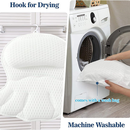 Bath Pillow Bathtub Pillow, Bath Pillows for Tub Neck and Back Support, Bath Tub Pillow Headrest with Soft 4D Mesh Fabric and Non-Slip Suction Cups, Relaxing Bath Accessories Spa Gifts.