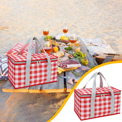 Potrochi Green Insulated Collapsible Cooler Bag for Groceries and Picnics Red.