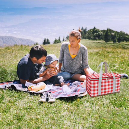 Potrochi Green Insulated Collapsible Cooler Bag for Groceries and Picnics Red.
