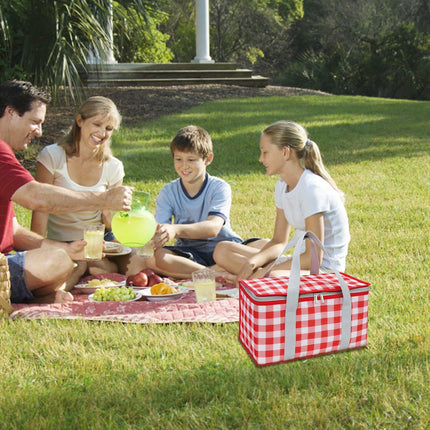 Potrochi Green Insulated Collapsible Cooler Bag for Groceries and Picnics Red.