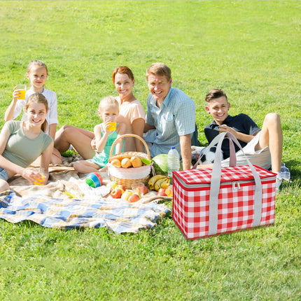 Potrochi Green Insulated Collapsible Cooler Bag for Groceries and Picnics Red.