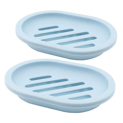 2-Pack Soap Dish with Drain, Soap Holder, Soap Saver, Easy Cleaning, Dry, Stop Mushy Soap (Gray) Blue.