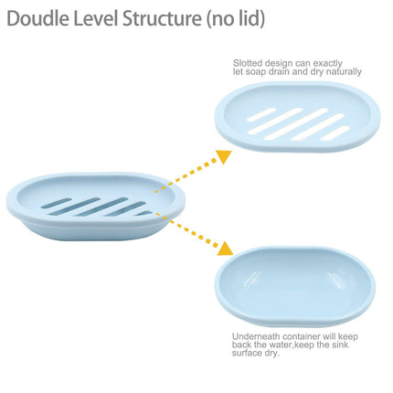 2-Pack Soap Dish with Drain, Soap Holder, Soap Saver, Easy Cleaning, Dry, Stop Mushy Soap (Gray) Blue.