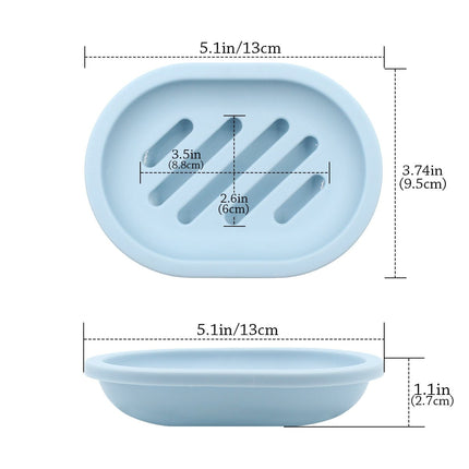 2-Pack Soap Dish with Drain, Soap Holder, Soap Saver, Easy Cleaning, Dry, Stop Mushy Soap (Gray) Blue.