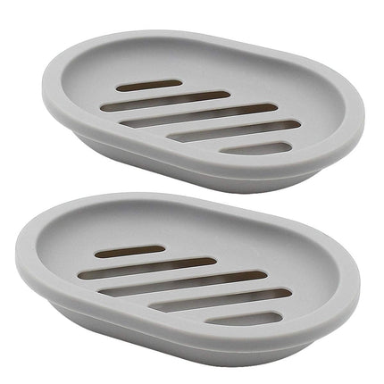 2-Pack Soap Dish with Drain, Soap Holder, Soap Saver, Easy Cleaning, Dry, Stop Mushy Soap (Gray) Gray.