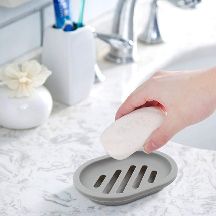 2-Pack Soap Dish with Drain, Soap Holder, Soap Saver, Easy Cleaning, Dry, Stop Mushy Soap (Gray) Gray.