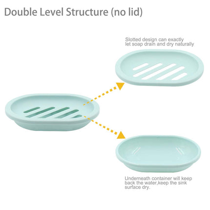 2-Pack Soap Dish with Drain, Soap Holder, Soap Saver, Easy Cleaning, Dry, Stop Mushy Soap (Gray) Green.