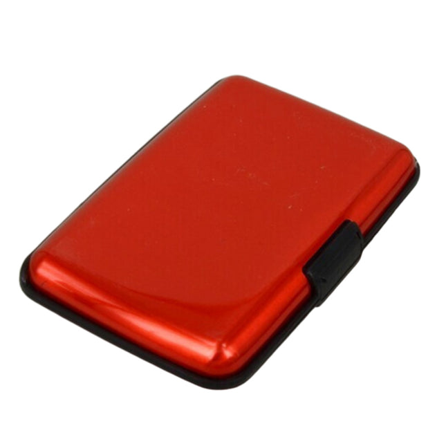 Walbest Waterproof 6 Slots RFID Blocking Credit Card Protector Aluminum ID Case Hard Shell Business Card Holder Metal Wallet for Men or Women Red.