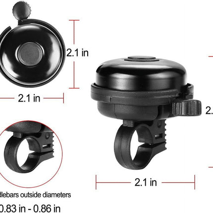 ZHUYING 2 pack Classic Bike Bell, Aluminum Bicycle Bell, Loud Crisp Clear Sound Bicycle Bike Bell for Adults Kids 2black.