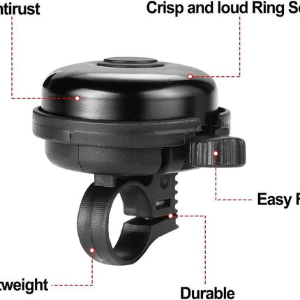 ZHUYING 2 pack Classic Bike Bell, Aluminum Bicycle Bell, Loud Crisp Clear Sound Bicycle Bike Bell for Adults Kids 2black.