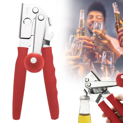 SHAOTELLME Stainless Steel Can Opener Manual Multifunctional Labor Saving Can Opener Kitchen Creative Can Opener Tool Easily Open Cans Of Various Sizes, 3PC Red.