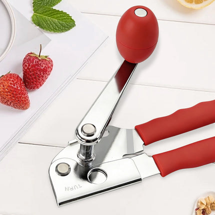 SHAOTELLME Stainless Steel Can Opener Manual Multifunctional Labor Saving Can Opener Kitchen Creative Can Opener Tool Easily Open Cans Of Various Sizes, 3PC Red.