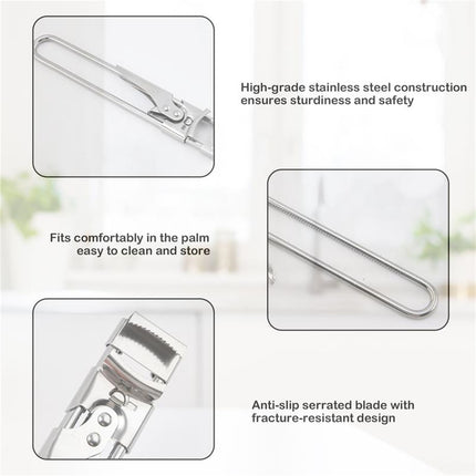 SHAOTELLME Stainless Steel Can Opener Manual Multifunctional Labor Saving Can Opener Kitchen Creative Can Opener Tool Easily Open Cans Of Various Sizes, 3PC Silver.