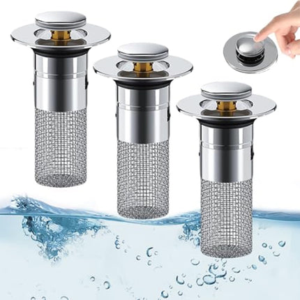 2Pcs Bathroom Sink Stopper Hair Catcher, Pop-up Sink Drain Strainer with Removable Stainless Steel Strainer Basket Hair Catcher, Bathroom Sink Strainer for Bathroom Sink Stopper Replacement.