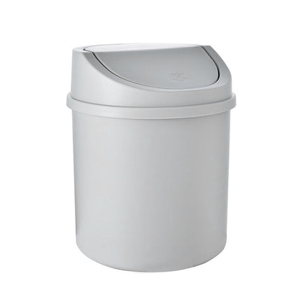 Walbest Desktop Mini Cute Trash Can with Swing Lid, Space Saving PP Plastic Cylindrical Tiny Garbage Can, Size: 6.69" x 5.12 Grey.