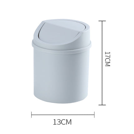 Walbest Desktop Mini Cute Trash Can with Swing Lid, Space Saving PP Plastic Cylindrical Tiny Garbage Can, Size: 6.69" x 5.12 Grey.