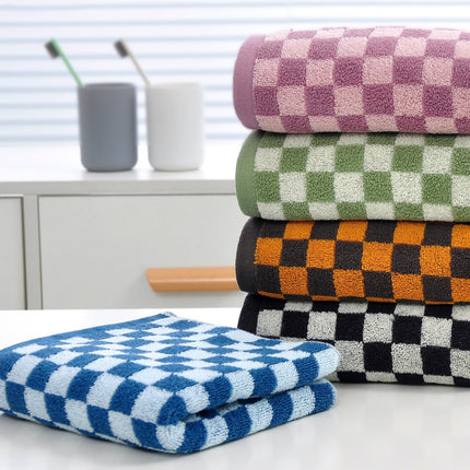 Checkered Bath Towels for Bathroom, Shower Towels 30" x 14", Super Soft and Quick Dry, Colorful Towel for Summer Beach Pool Green Yellow.