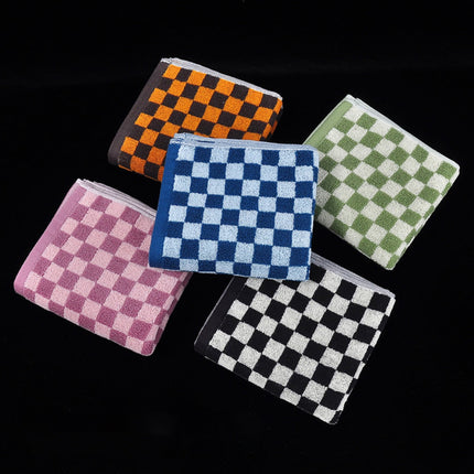 Checkered Bath Towels for Bathroom, Shower Towels 30" x 14", Super Soft and Quick Dry, Colorful Towel for Summer Beach Pool Green Yellow.