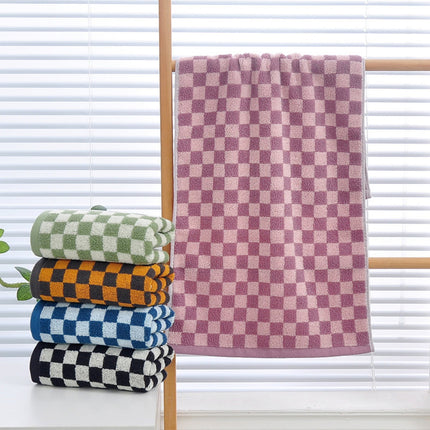 Checkered Bath Towels for Bathroom, Shower Towels 30" x 14", Super Soft and Quick Dry, Colorful Towel for Summer Beach Pool Green Yellow.