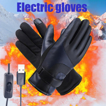 USB Plug Electric Heated Gloves With Touchscreen Finger For Men Women Winter Hands Warmer Thermal Gloves Windproof For Cold Weather Outdoor Activities.