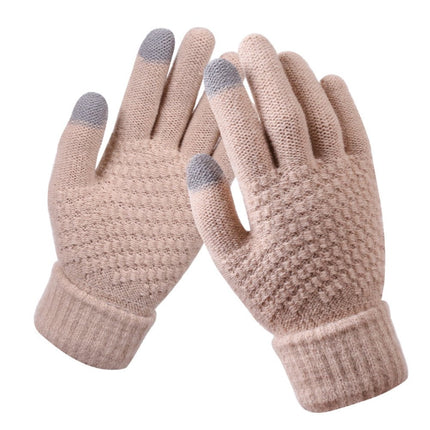 Dalrosia Women's Winter Touch Screen Gloves Warm Fleece Lined Knit Gloves Elastic Cuff Winter Texting Gloves Beige.