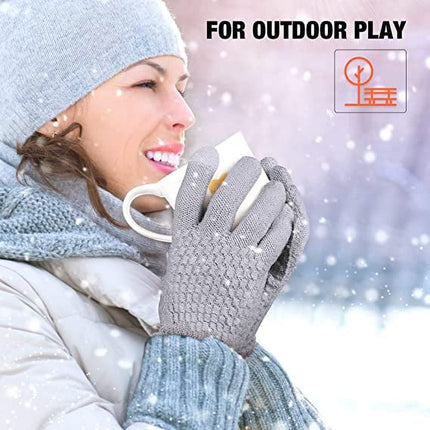 Dalrosia Women's Winter Touch Screen Gloves Warm Fleece Lined Knit Gloves Elastic Cuff Winter Texting Gloves Gray.