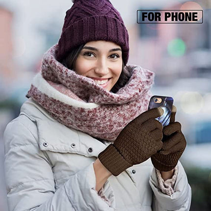 Dalrosia Women's Winter Touch Screen Gloves Warm Fleece Lined Knit Gloves Elastic Cuff Winter Texting Gloves Gray.