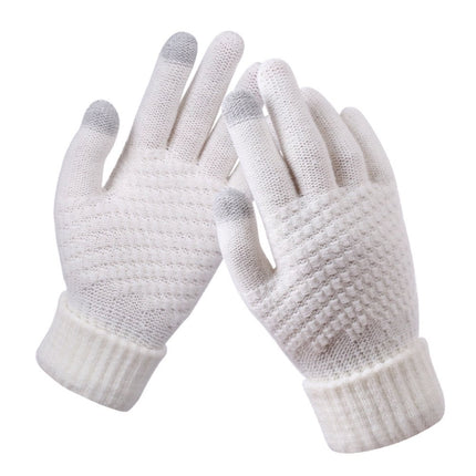 Dalrosia Women's Winter Touch Screen Gloves Warm Fleece Lined Knit Gloves Elastic Cuff Winter Texting Gloves White.