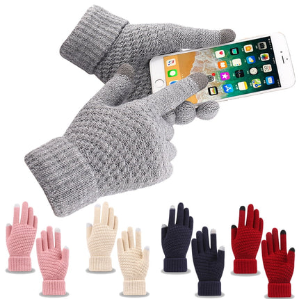 Dalrosia Women's Winter Touch Screen Gloves Warm Fleece Lined Knit Gloves Elastic Cuff Winter Texting Gloves Wine Red.