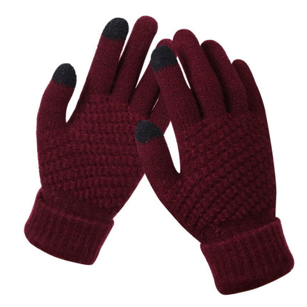 Dalrosia Women's Winter Touch Screen Gloves Warm Fleece Lined Knit Gloves Elastic Cuff Winter Texting Gloves Wine Red.