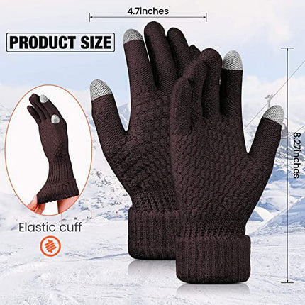 Dalrosia Women's Winter Touch Screen Gloves Warm Fleece Lined Knit Gloves Elastic Cuff Winter Texting Gloves Wine Red.
