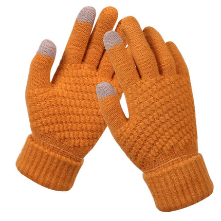 Dalrosia Women's Winter Touch Screen Gloves Warm Fleece Lined Knit Gloves Elastic Cuff Winter Texting Gloves Yellow.