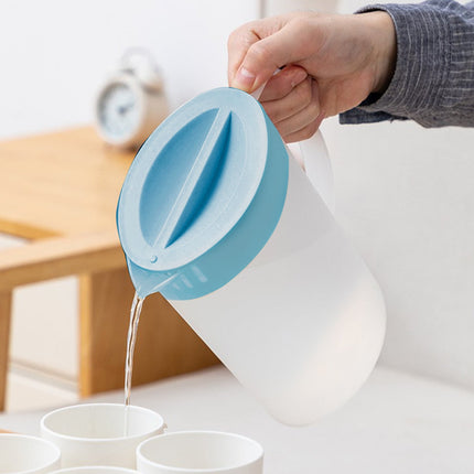 Under $5 Tyidzon Water Pitcher with Lid Plastic Water Jug with Handle Bpa Free for Making Teas and Juices White Clear Blue.